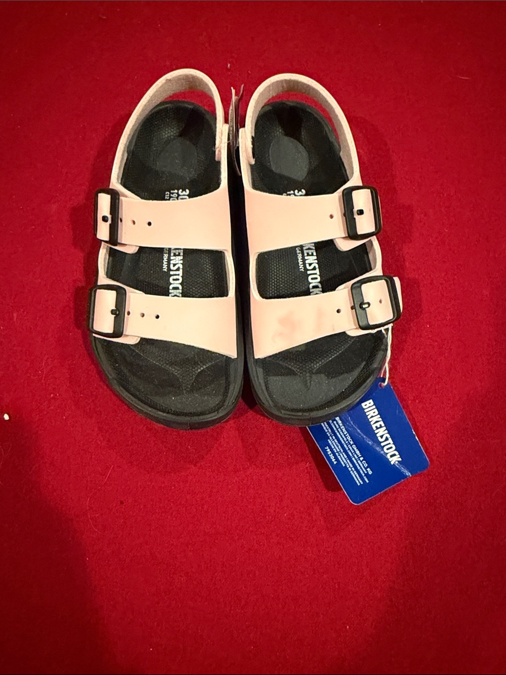 Birkenstock Kids Double-Strap Sandals in Light Pink and Black